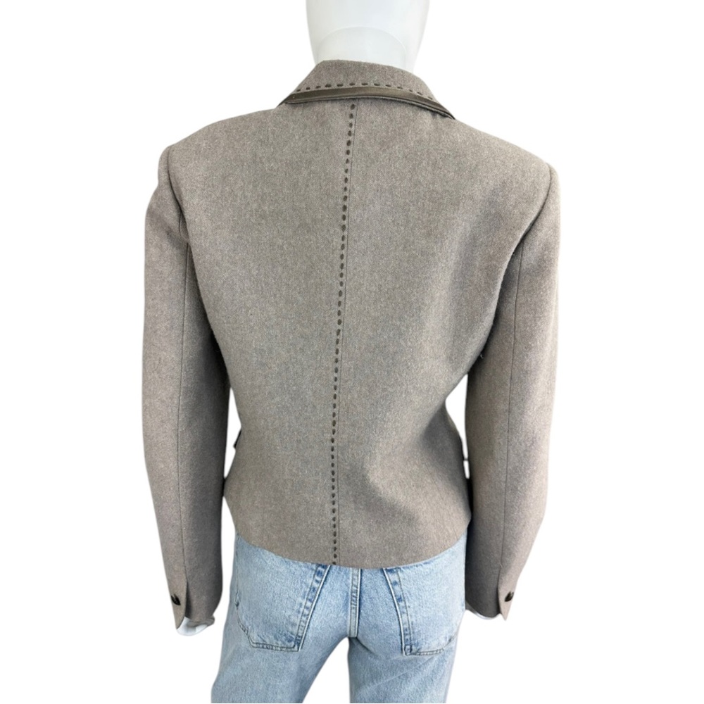 Spanner Cropped Beige Button Up Collard Coat Size… - image 3